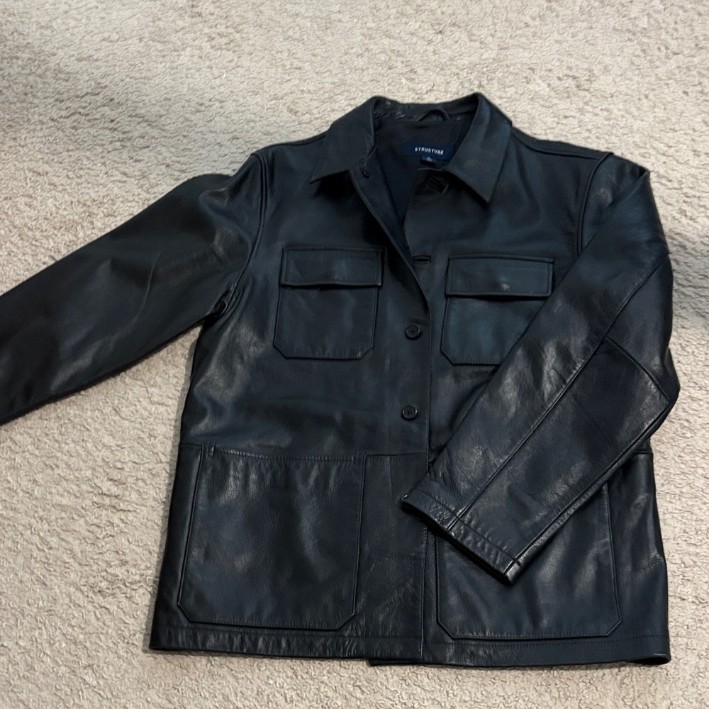 Stylish Black Leather Military Jacket